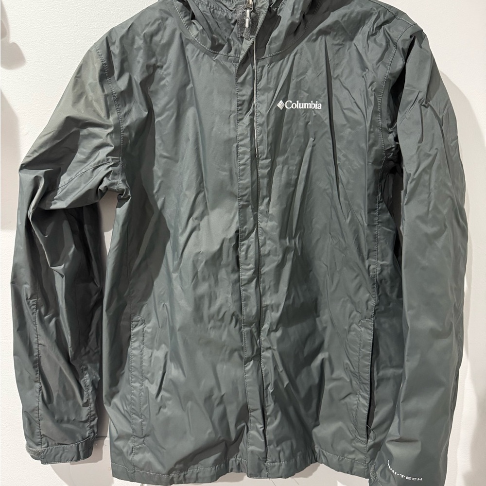 Columbia Jacket Gray Omni-Tech Full Zip Hooded Youth Size XL (18/20) Q‎